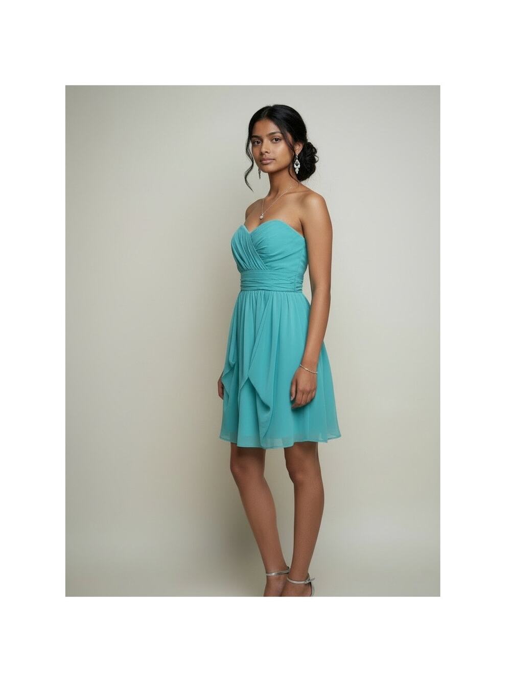 Alfred Angelo Seafoam Green Chiffon Prom Bridesmaid Dress Size 6